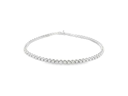 18K White Gold Classic Tennis Bracelet with Natural Round Diamonds